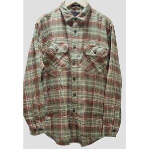Pendleton Burnside Brown Green Plaid Flannel Shirt Men L Heritage Rugged Outdoor